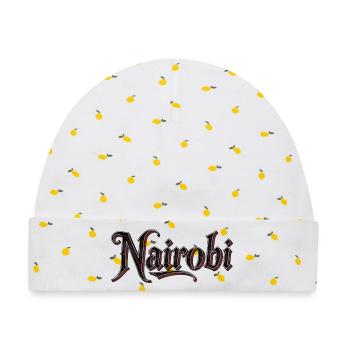 Naïrobi Stadtname im Gothic-Stil - Baby Premium Organic Mütze - Weiß/Zitronengelb - Vorne