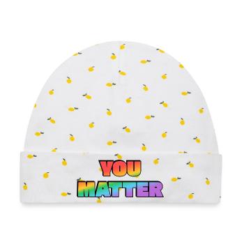 You Matter Regenbogen-Farbverlauf - Baby Premium Organic Mütze - Weiß/Zitronengelb - Vorne