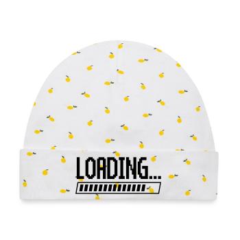 Loading - Baby Premium Organic Mütze - Weiß/Zitronengelb - Vorne