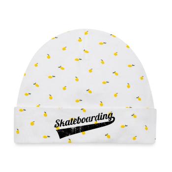 Skateboarding - Baby Premium Organic Mütze - Weiß/Zitronengelb - Vorne