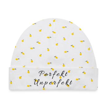 Perfekt_Unperfekt - Baby Premium Organic Mütze - Weiß/Zitronengelb - Vorne