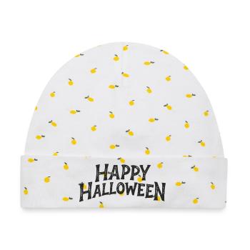 Frohes Halloween Zerrissen - Baby Premium Organic Mütze - Weiß/Zitronengelb - Vorne