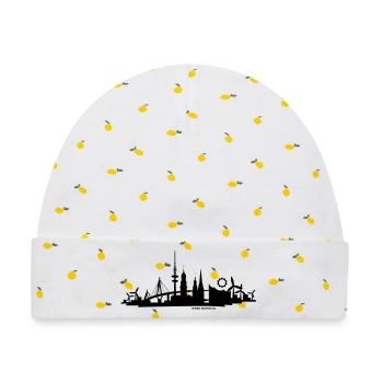Skyline "Hamburg" - Baby Premium Organic Mütze - Weiß/Zitronengelb - Vorne