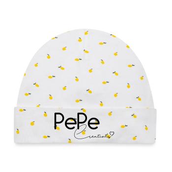Pepe Creations - Baby Premium Organic Mütze - Weiß/Zitronengelb - Vorne