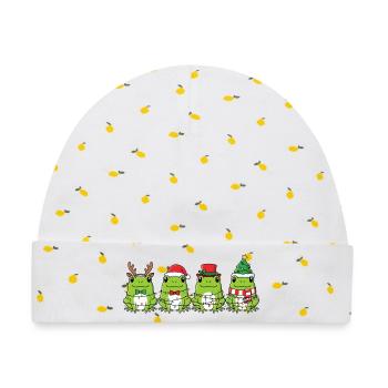 Frosch Weihnachtsmann Weihnachtsbeleuchtung - Baby Premium Organic Mütze - Weiß/Zitronengelb - Vorne
