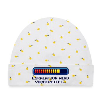 „Eskalations Shirt“ – Nerd & Geek Style (deutsch) - Baby Premium Organic Mütze - Weiß/Zitronengelb - Vorne