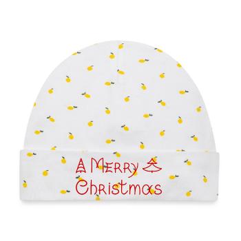 Merry Christmas handwritten lettering phrase . - Baby Premium Organic Mütze - Weiß/Zitronengelb - Vorne