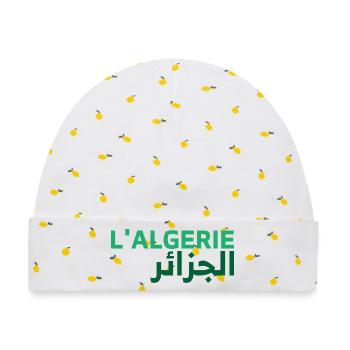 Algerien Djazayer Dzayer Al Jazayer El Djazaïr - Baby Premium Organic Mütze - Weiß/Zitronengelb - Vorne