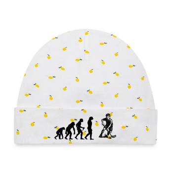 Tolles Unihockey Geschenk für Unihockey - Baby Premium Organic Mütze - Weiß/Zitronengelb - Vorne