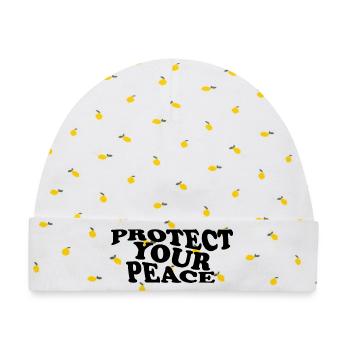 Protect Your Peace – Self Care Statement Design - Baby Premium Organic Mütze - Weiß/Zitronengelb - Vorne