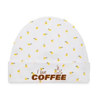 I LOVE COFFEE - Baby Premium Organic Mütze - Weiß/Zitronengelb - Vorne