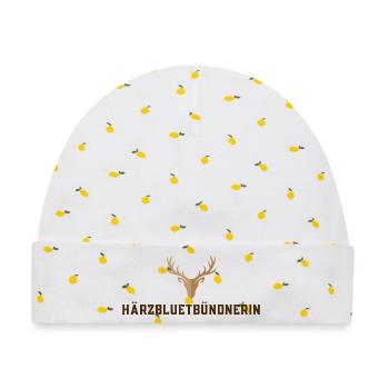 Härzbluetbündnerin - Baby Premium Organic Mütze - Weiß/Zitronengelb - Vorne