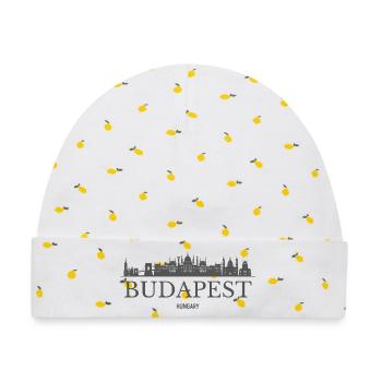 Budapest, Ungarn, Budapester Skyline - Baby Premium Organic Mütze - Weiß/Zitronengelb - Vorne
