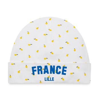 Lille France Frankreich - Baby Premium Organic Mütze - Weiß/Zitronengelb - Vorne