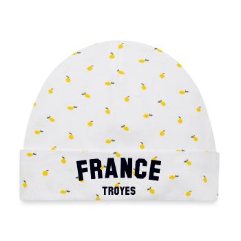 Troyes France Frankreich - Baby Premium Organic Mütze - Weiß/Zitronengelb - Vorne