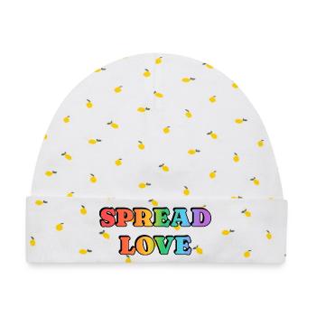 Spread Love Rainbow Fette Typografie - Baby Premium Organic Mütze - Weiß/Zitronengelb - Vorne