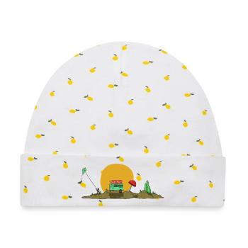 Sunny Summer Day Eisdiele und Drachen - Baby Premium Organic Mütze - Weiß/Zitronengelb - Vorne