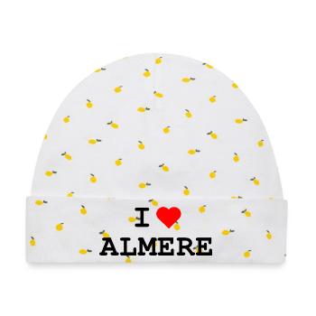 Ich liebe Almere - I love Almere - Baby Premium Organic Mütze - Weiß/Zitronengelb - Vorne