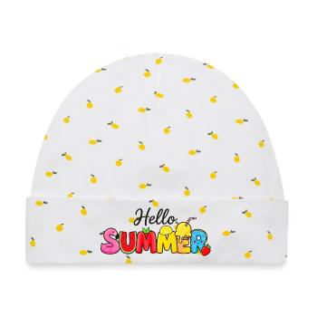 Hello Summer Obstbuchstaben - Baby Premium Organic Mütze - Weiß/Zitronengelb - Vorne