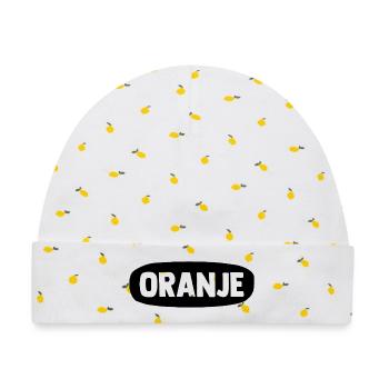 Oranje - Nederland - Niederlande - Netherlands - Baby Premium Organic Mütze - Weiß/Zitronengelb - Vorne