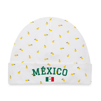 Mexiko Flagge Design Grün - Baby Premium Organic Mütze - Weiß/Zitronengelb - Vorne