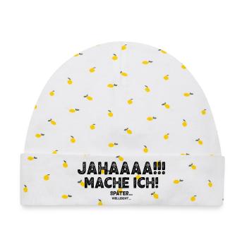 Jahaaaa Mache Ich! Später Vielleicht - Baby Premium Organic Mütze - Weiß/Zitronengelb - Vorne