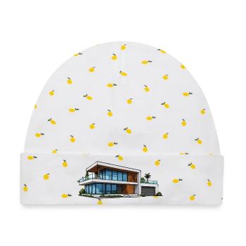 Moderne Villa Architektur Illustration - Baby Premium Organic Mütze - Weiß/Zitronengelb - Vorne