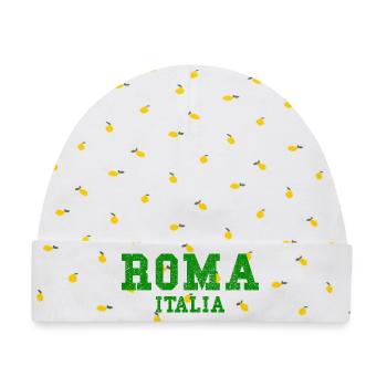 Italien Italia Rom - Baby Premium Organic Mütze - Weiß/Zitronengelb - Vorne
