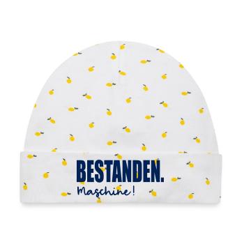 Bestanden Maschine - Baby Premium Organic Mütze - Weiß/Zitronengelb - Vorne