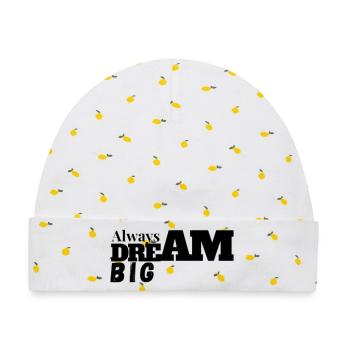 Bold Dream Big Typography Tee - Baby Premium Organic Mütze - Weiß/Zitronengelb - Vorne