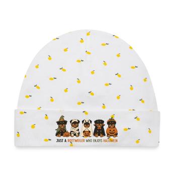 Rottweiler Halloween-Crew - Baby Premium Organic Mütze - Weiß/Zitronengelb - Vorne