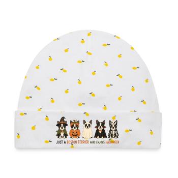 Boston Terrier Halloween-Crew - Baby Premium Organic Mütze - Weiß/Zitronengelb - Vorne
