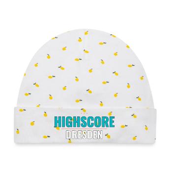 Highscore Dresden - Retro Gamer Geschenk T-Shirt - Baby Premium Organic Mütze - Weiß/Zitronengelb - Vorne