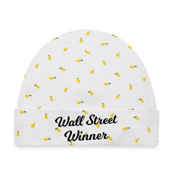 Wall Street Winner – Gewinner Schriftzug - Baby Premium Organic Mütze - Weiß/Zitronengelb - Vorne