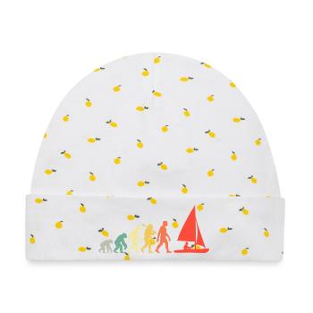 Retro Segeln Evolution Für Segler mit Segelboot - Baby Premium Organic Mütze - Weiß/Zitronengelb - Vorne
