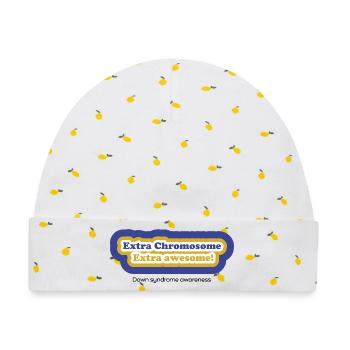 Extra Chromosom Extra Awesome - Baby Premium Organic Mütze - Weiß/Zitronengelb - Vorne