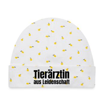 Tierärztin aus Leidenschaft Tierarzt Geschenk - Baby Premium Organic Mütze - Weiß/Zitronengelb - Vorne