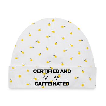 Arzthelferin - Certified And Caffeinated - Praxis - Baby Premium Organic Mütze - Weiß/Zitronengelb - Vorne
