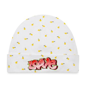Love Graffiti Pink Neon - Baby Premium Organic Mütze - Weiß/Zitronengelb - Vorne