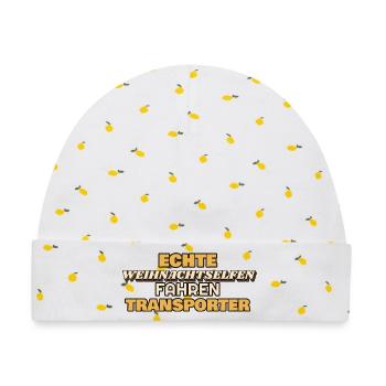 Echte Weihnachtselfen fahren Transporter - Baby Premium Organic Mütze - Weiß/Zitronengelb - Vorne