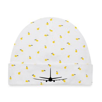 Flugzeug - Baby Premium Organic Mütze - Weiß/Zitronengelb - Vorne