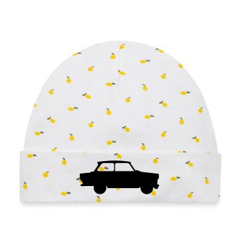 trabbi trabi pappe - Baby Premium Organic Mütze - Weiß/Zitronengelb - Vorne