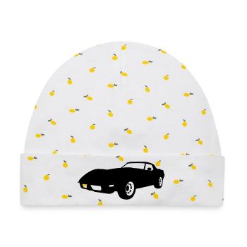 US Classic Car - Baby Premium Organic Mütze - Weiß/Zitronengelb - Vorne