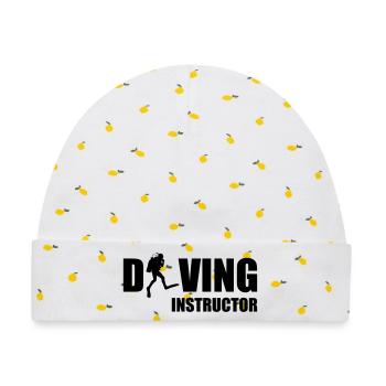 Diving Instructor - Baby Premium Organic Mütze - Weiß/Zitronengelb - Vorne
