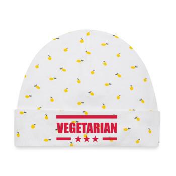 Vegetarian - Baby Premium Organic Mütze - Weiß/Zitronengelb - Vorne