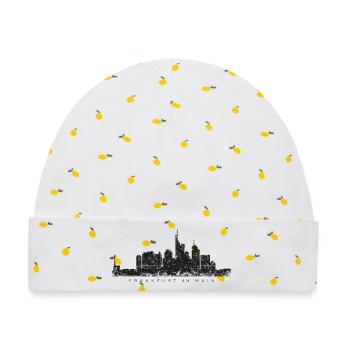 Frankfurt am Main Skyline (Vintage/Schwarz) - Baby Premium Organic Mütze - Weiß/Zitronengelb - Vorne
