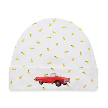 Vintage-rotes Cabriolet - Baby Premium Organic Mütze - Weiß/Zitronengelb - Vorne