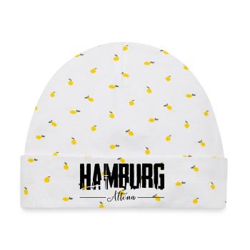 Hamburg Altona, City Shirt - Baby Premium Organic Mütze - Weiß/Zitronengelb - Vorne