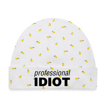 Professional Idiot - Baby Premium Organic Mütze - Weiß/Zitronengelb - Vorne