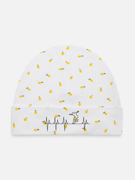Skateboard Elektrokardiogramm EKG Skateboard - Baby Premium Organic Mütze - Weiß/Zitronengelb